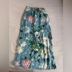 H&M Floral Green and Pink Maxi Skirt